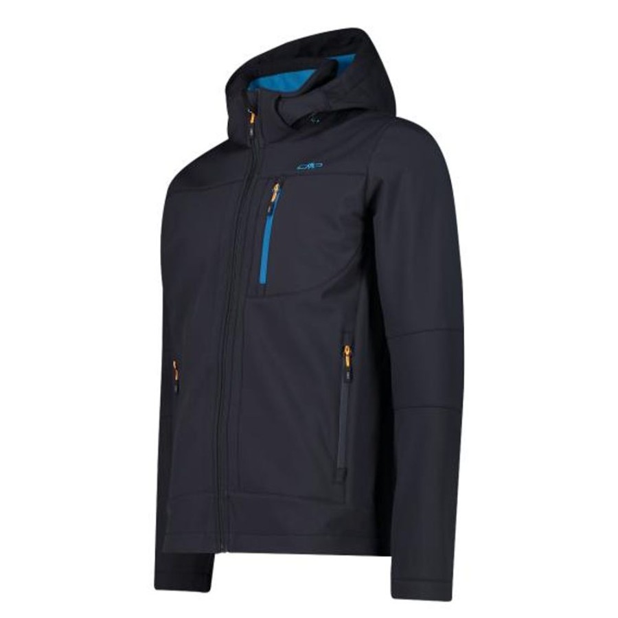 Bekleidung CMP | Melierte Softshell-Herrenjacke Mit Abnehmbarer Kapuze