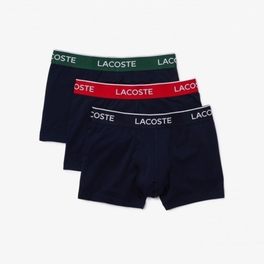 Bekleidung Lacoste | 3Er-Set Kurze Boxershorts Casual Marine Mit Kontrast-Bund