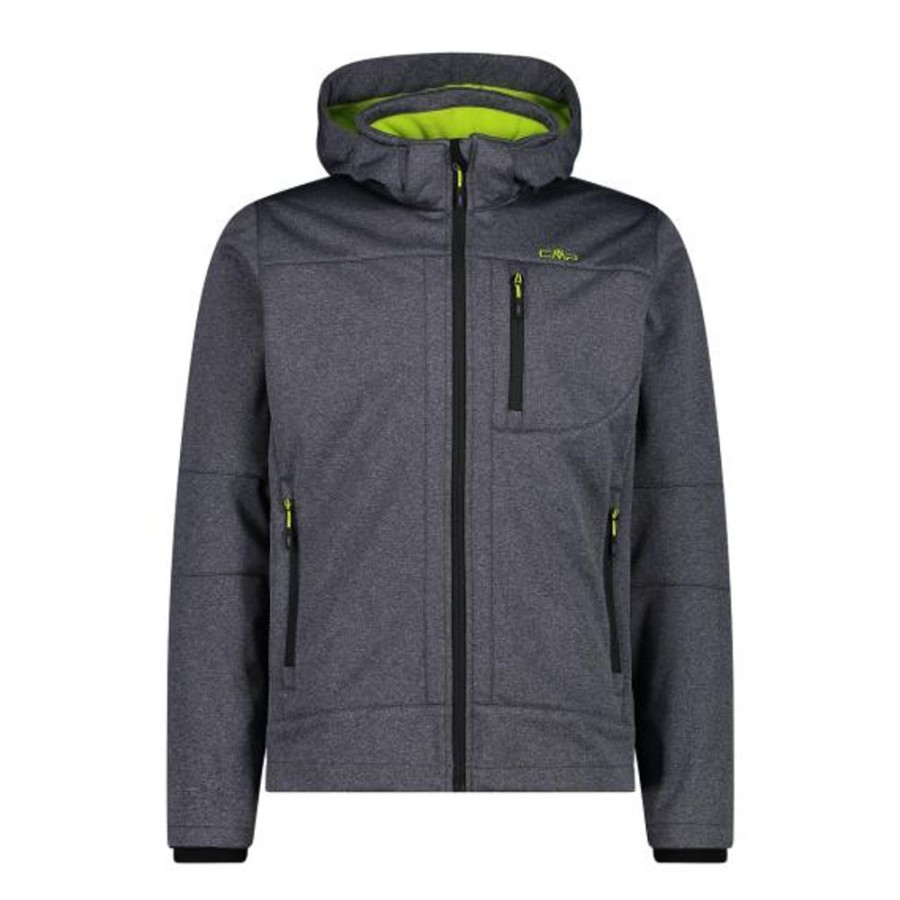 Bekleidung CMP | Melierte Softshell-Herrenjacke Mit Abnehmbarer Kapuze