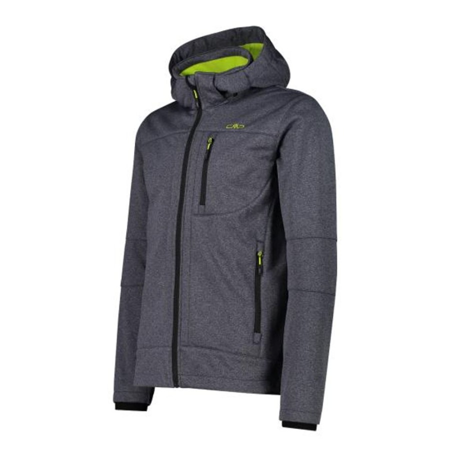 Bekleidung CMP | Melierte Softshell-Herrenjacke Mit Abnehmbarer Kapuze