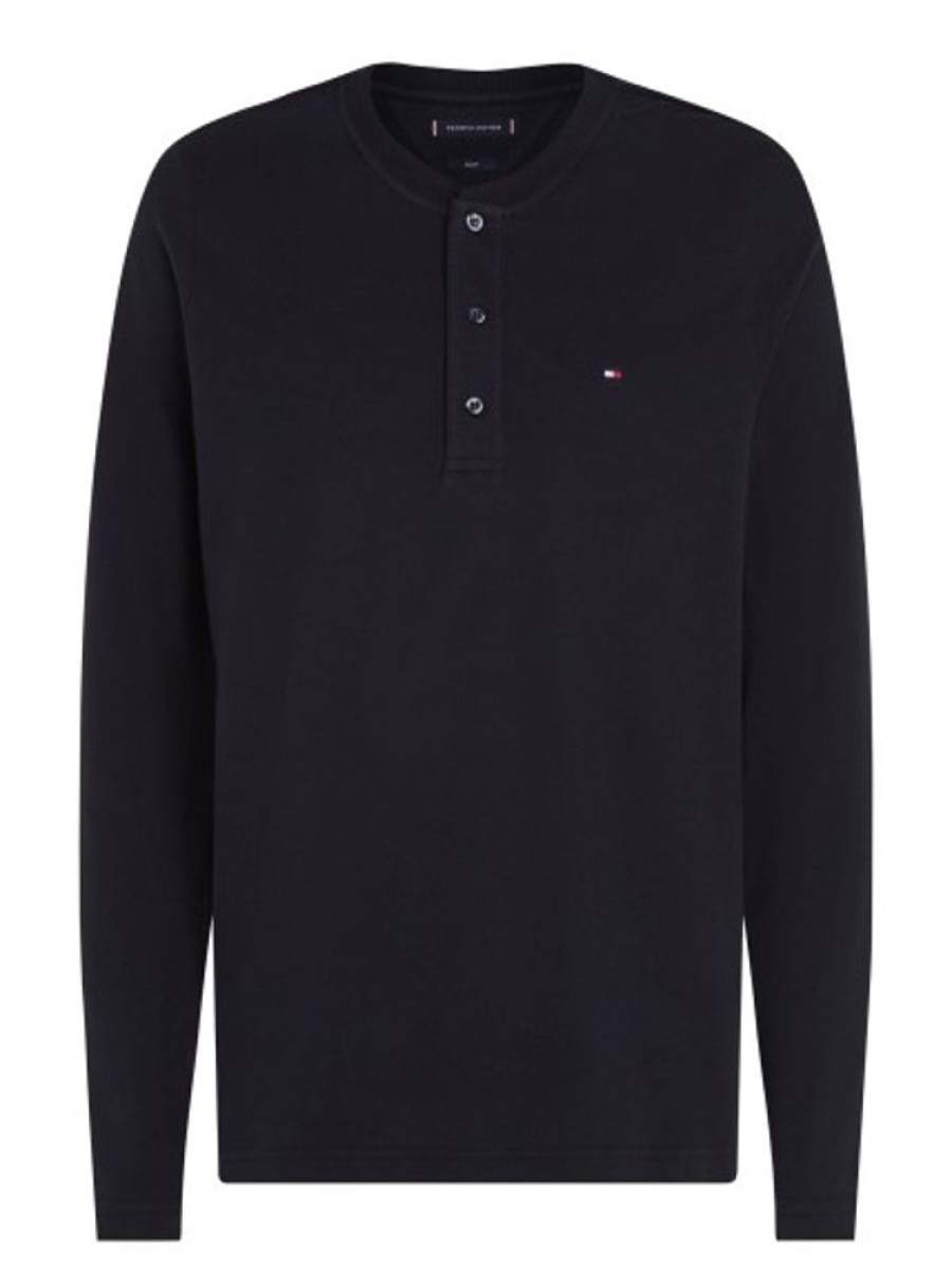 Bekleidung Tommy Hilfiger | Slim Fit Langarmshirt Mit Henley-Kragen